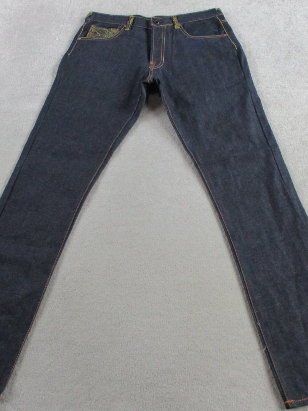 RMC Red Monkey Jeans Mens 34x34 Blue Denim Embroidered Pockets Y2K Streetwear - Picture 3 of 14